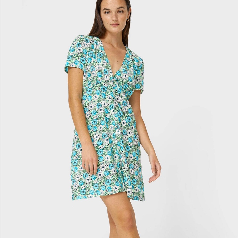 Stradivarius Button Front Floral Dress